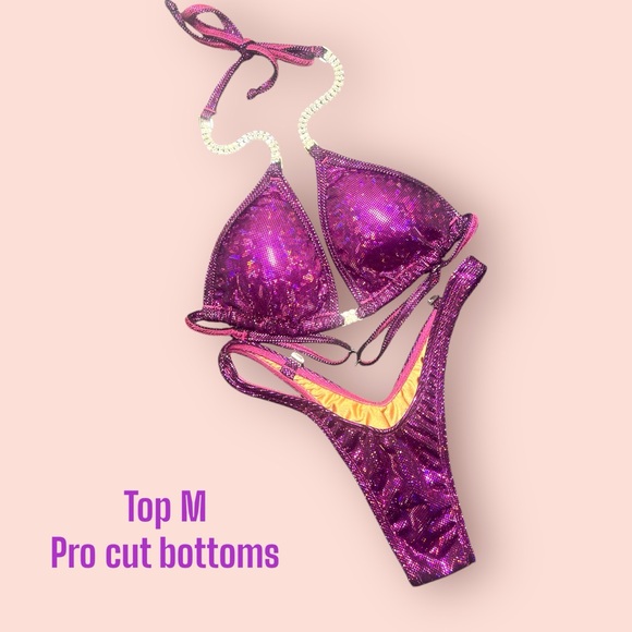 BLACK FUCHSIA COMPETITION POSING FIGURE SUIT - Picture 1 of 8